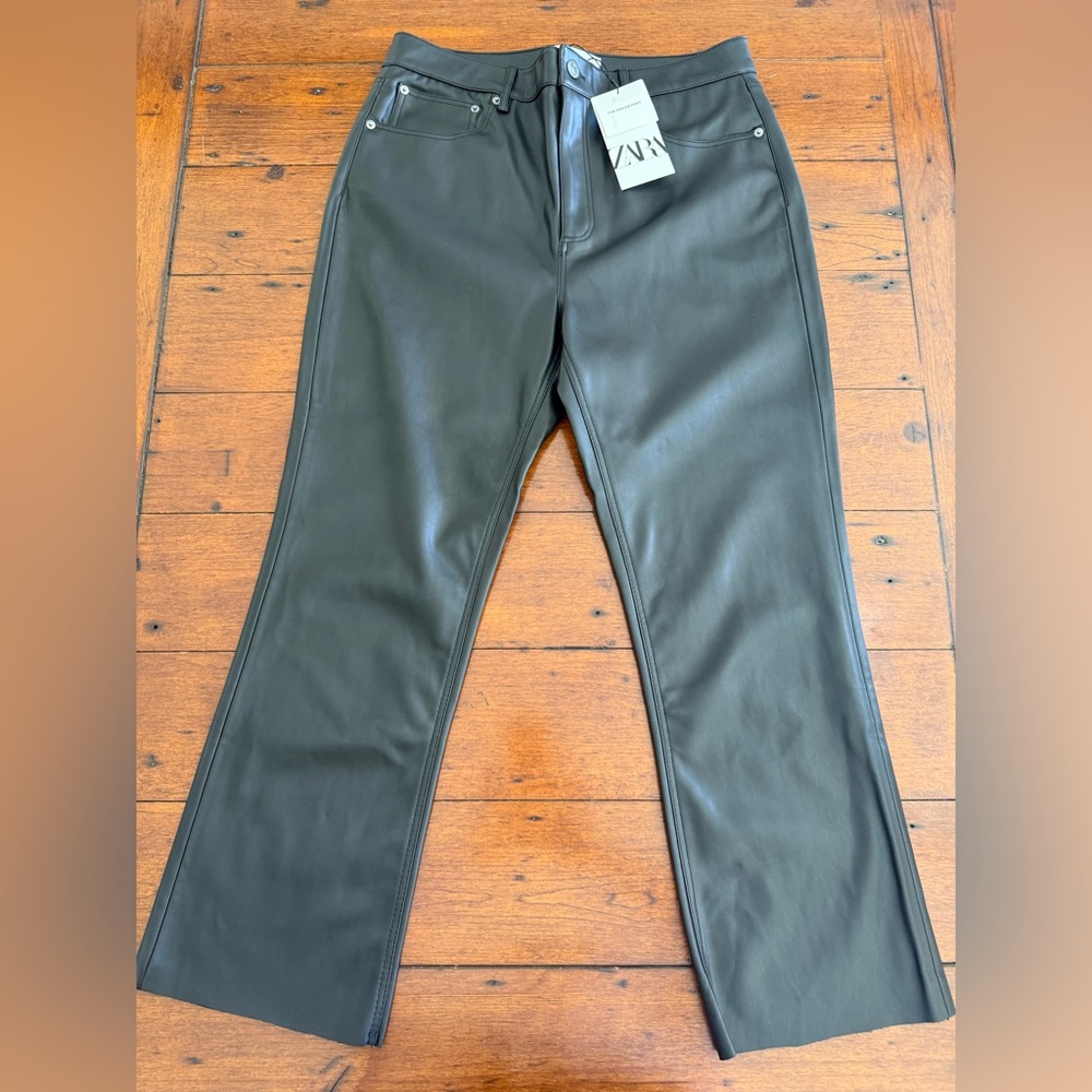 Zara NBW with tags faux black leather pants. Size 10. Party up your closet!